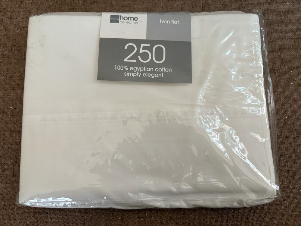 JC Penney Home Collection 100% Egyptian Cotton Twin Flat Sheet Cool White